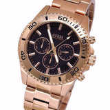 Guess Chaser Chronograph Black Dial Rose Gold Steel Strap Watch for Men - W0170G3 Authentic Buy Shop Now