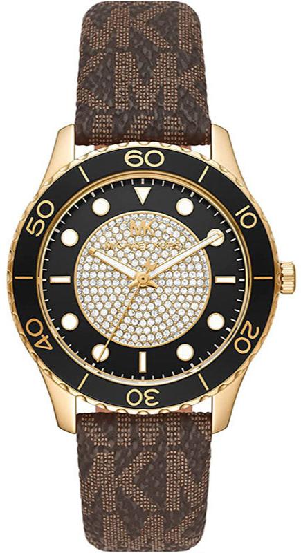 Michael Kors Runway Quartz Black Dial Brown Leather Strap Watch For Women - MK6979 Authentic Buy Shop Now