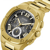 Guess Headliner Multifunction Black Dial Gold Steel Strap Watch For Men - GW0572G2 Authentic Buy Shop Now