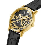 Guess Gadget Gold Dial Black Leather Strap Watch for Men - GW0570G1 Authentic Buy Shop Now