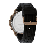 Tommy Hilfiger Luca Chronograph Black Dial Black Rubber Strap Watch For Men - 1710491 Authentic Buy Shop Now