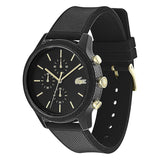 Lacoste 12.12 Chronograph Black Dial Black Silicon Strap Watch for Men - 2011012 Authentic Buy Shop Now
