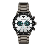 Emporio Armani Mario Chronograph White Dial Black Steel Strap Watch For Men - AR11471 Authentic Buy Shop Now