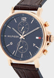 Tommy Hilfiger Daniel Blue Dial Brown Leather Strap Watch for Men - 1710418 Authentic Buy Shop Now