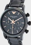 Emporio Armani Luigi Ceramic Chronograph Black Dial Black Strap Watch For Men - AR1509 Authentic Buy Shop Now