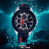 Tommy Hilfiger Clark Chronograph Blue Dial Black Leather Strap Watch For Men - 1792083 Authentic Buy Shop Now