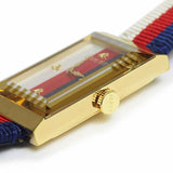 Gucci G-Frame Mother of Pearl Dial White Blue Red Nylon Strap Watch For Women - YA147405 Authentic Buy Shop Now