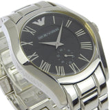 Emporio Armani Valente Black Dial Silver Steel Strap Watch For Men - AR0680 Authentic Buy Shop Now
