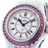 Chanel J12 Sapphire Bezel Ceramic White Dial White Steel Strap Watch for Women - J12 H2010 Authentic Buy Shop Now