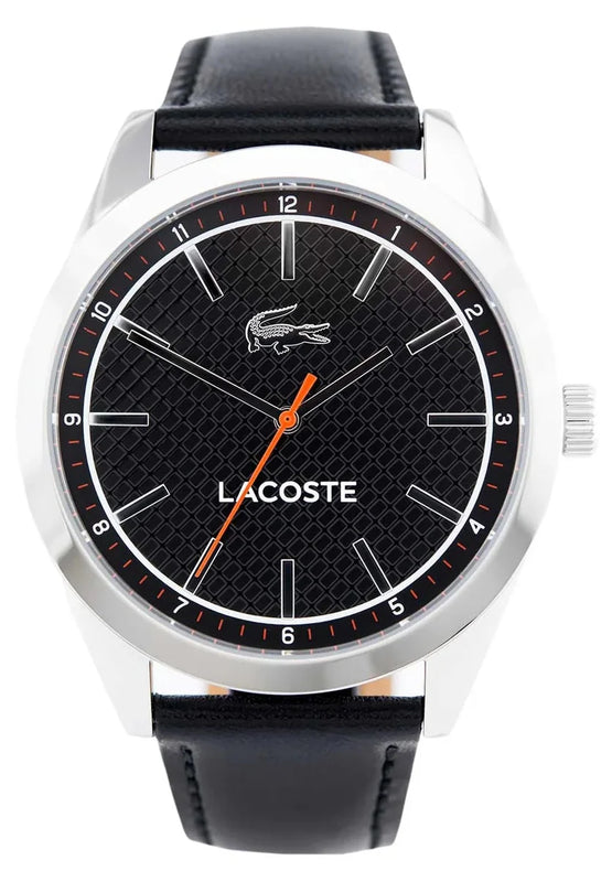 Lacoste Edmonton Black Dial Black Leather Strap Watch for Men - 2010888 Authentic Buy Shop Now