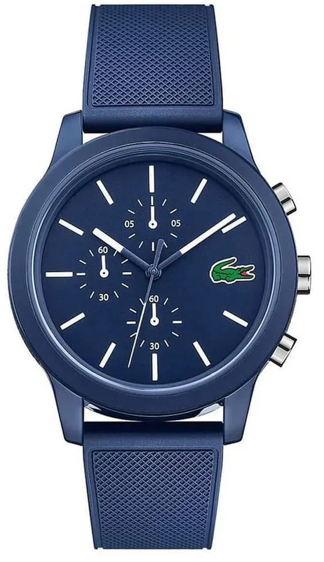 Lacoste 12.12 Chronograph Blue Dial Blue Silicon Strap Watch for Men - 2010970 Authentic Buy Shop Now