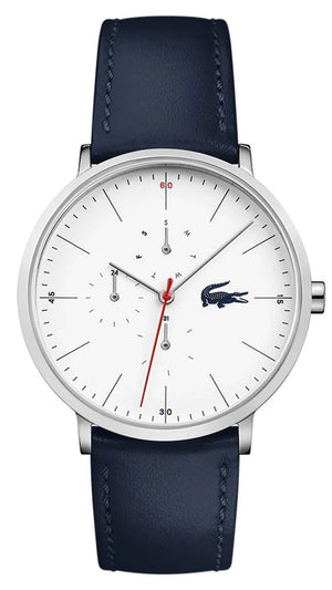 Lacoste Moon Multifunction White Dial Blue Leather Strap Watch for Men - 2010975 Authentic Buy Shop Now