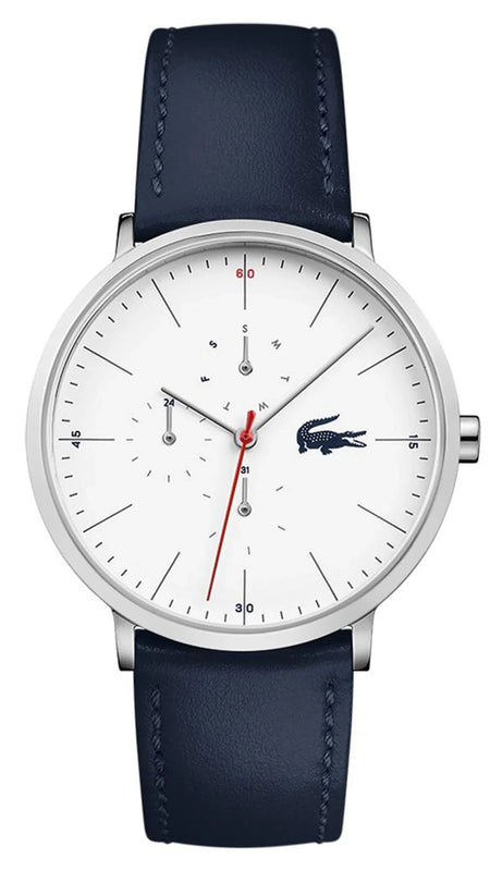 Lacoste Moon Multifunction White Dial Blue Leather Strap Watch for Men - 2010975 Authentic Buy Shop Now