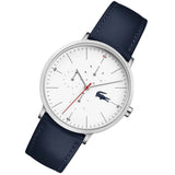 Lacoste Moon Multifunction White Dial Blue Leather Strap Watch for Men - 2010975 Authentic Buy Shop Now