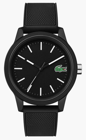 Lacoste 12.12 Black Dial Black Silicon Strap Watch for Men - 2010986 Authentic Buy Shop Now