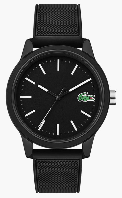 Lacoste 12.12 Black Dial Black Silicon Strap Watch for Men - 2010986 Authentic Buy Shop Now
