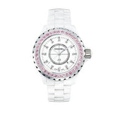 Chanel J12 Sapphire Bezel Ceramic White Dial White Steel Strap Watch for Women - J12 H2010 Authentic Buy Shop Now
