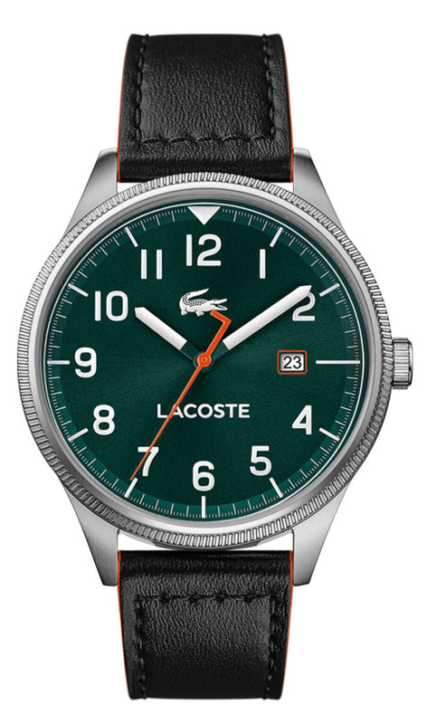 Lacoste Continental Green Dial Black Leather Strap Watch for Men - 2011019 Authentic Buy Shop Now