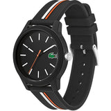 Lacoste 12.12 Black Dial Black Silicon Strap Watch for Men - 2011071 Authentic Buy Shop Now