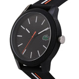 Lacoste 12.12 Black Dial Black Silicon Strap Watch for Men - 2011071 Authentic Buy Shop Now