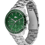 Lacoste Boston Chronograph Green Dial Silver Steel Strap Watch for Men - 2011080 Authentic Buy Shop Now
