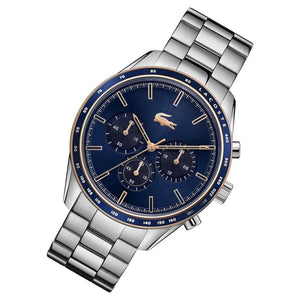 Lacoste Boston Chronograph Blue Dial Silver Steel Strap Watch for Men - 2011081 Authentic Buy Shop Now