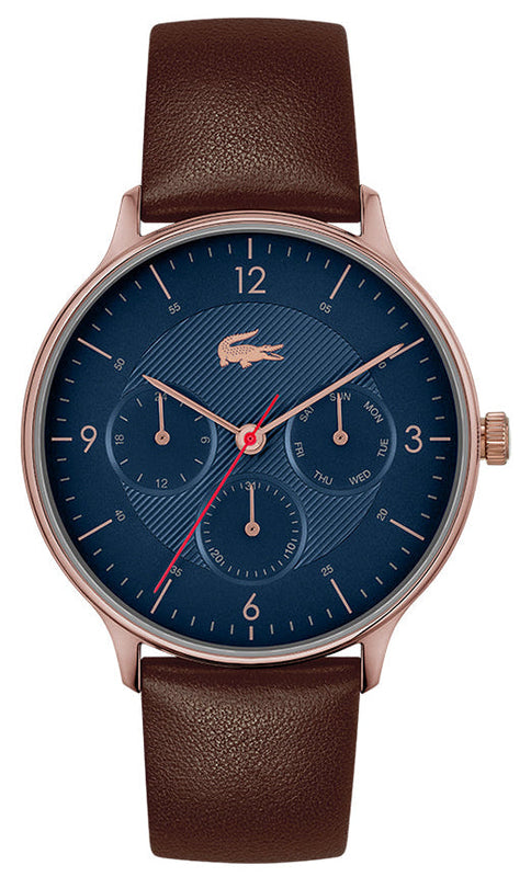 Lacoste Club Blue Dial Brown Leather Strap Watch for Men - 2011141 Authentic Buy Shop Now