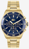 Lacoste Tiebreaker Chronograph Blue Dial Gold Steel Strap Watch for Men - 2011151 Authentic Buy Shop Now
