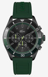 Lacoste Tiebreaker Chronograph Black Dial Green Silicon Strap Watch for Men - 2011153 Authentic Buy Shop Now