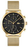 Lacoste Replay Chronograph Black Dial Gold Steel Strap Watch for Men - 2011195 Authentic Buy Shop Now