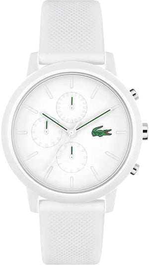 Lacoste 12.12 Chronograph White Dial White Silicon Strap Watch for Men - 2011246 Authentic Buy Shop Now