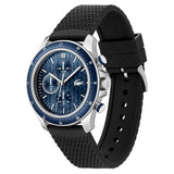 Lacoste Neoheritage Chronograph Blue Dial Black Silicone Strap Watch for Men - 2011252 Authentic Buy Shop Now