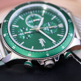 Lacoste Neoheritage Chronograph Green Dial Silver Steel Strap Watch for Men - 2011255 Authentic Buy Shop Now