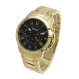 Fossil Grant Chronograph Black Dial Gold Steel Strap Watch for Men - FS4815 Authentic Buy Shop Now