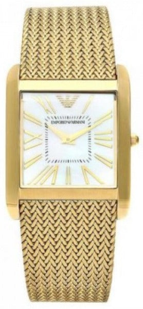Emporio Armani Super Slim Quartz White DIal Gold Mesh Bracelet Watch For Women - AR2017 Authentic Buy Shop Now