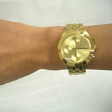 Marc Jacobs Peeker Chronograph Gold Dial Gold Steel Strap Watch for Women - MBM3393 Authentic Buy Shop Now