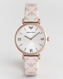 Emporio Armani Analog Grey Dial Pink Leather Strap Watch For Women - AR11126 Authentic Buy Shop Now