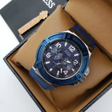 Guess Rigor Analog Blue Dial Blue Rubber Strap Watch For Men - W0248G5 Authentic Buy Shop Now
