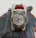 Guess Limelight Quartz Diamonds White Dial Red Leather Strap Watch For Women - W0775L11 Authentic Buy Shop Now