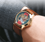 Gucci Le Marche Des Merveilles Red & Green Dial Brown Leather Strap Unisex Watch - YA126497 Authentic Buy Shop Now
