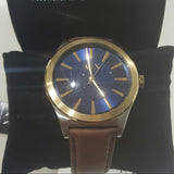 Armani Exchange Nico Quartz Blue Dial Brown Leather Strap Watch For Men - AX2334 Authentic Buy Shop Now