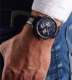 Tommy Hilfiger Keagan Chronograph Blue Dial Brown Leather Strap Watch for Men - 1791290 Authentic Buy Shop Now