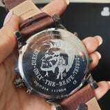 Diesel Mr Daddy Chronograph Blue Dial Brown Leather Strap Watch For Men - DZ7314 Authentic Buy Shop Now