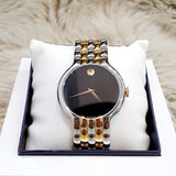 Movado Veturi Quartz Black Dial Two Tone Steel Strap Watch for Men - 0606932 Authentic Buy Shop Now