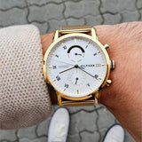 Tommy Hilfiger Kane White Dial Gold Mesh Bracelet Watch for Men - 1710403 Authentic Buy Shop Now