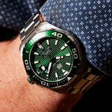 Tag Heuer Aquaracer Calibre 5 Green Dial Silver Steel Strap Watch for Men - WAY201S.BA0927 Authentic Buy Shop Now