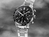 Tag Heuer Carrera Automatic Chronograph Black Dial Silver Steel Strap Watch for Men - CBN2A1B.BA0643 Authentic Buy Shop Now