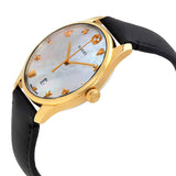 Gucci G-Timeless Mother of Pearl Dial Black Leather Strap Watch For Women - YA1264044 Authentic Buy Shop Now