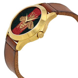 Gucci G Timeless Quartz Green & Red Dial Brown Leather Strap Watch For Men - YA126451 Authentic Buy Shop Now