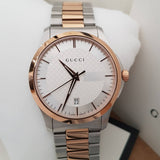 Gucci G Timeless Silver Dial Two Tone Steel Strap Watch For Men - YA126473 Authentic Buy Shop Now